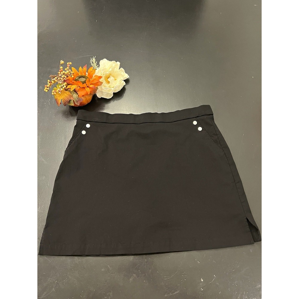 Rafaella Comfort Black Solid Pull On Stretch Lined Skort Skirt Sz XXL